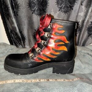 Harley-Davidson Black and Orange Flame Women's Boots